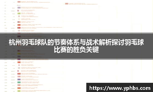 杭州羽毛球队的节奏体系与战术解析探讨羽毛球比赛的胜负关键